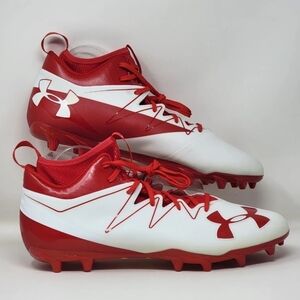 Under Armour Nitro Men's Mid MC Football Cleats White/Red 1290962-151 Size 15